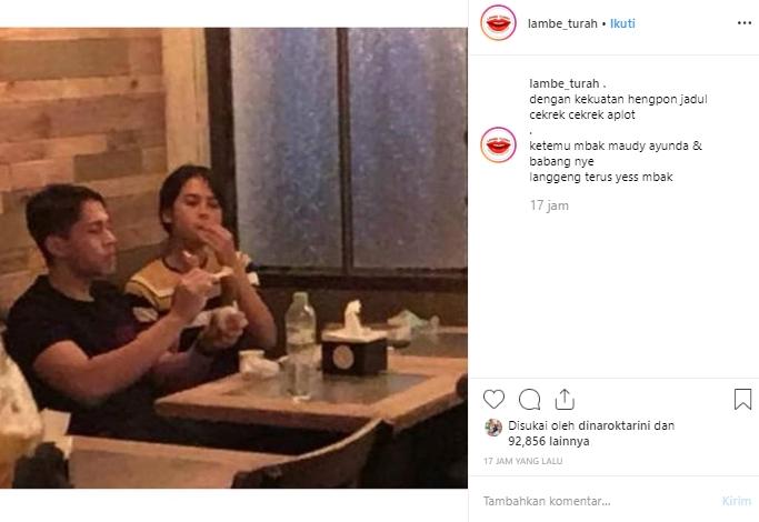 Maudy Ayunda dan sang pacar kepergok makan es krim bareng. (Instagram/@lambe_turah)