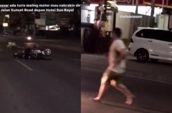 Viral Video Bule Ngamuk di Bali, Tendang Pemotor dan Tabrakkan Diri