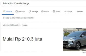Tangkapan layar pencarian harga Mitsubishi Xpander. (Google)