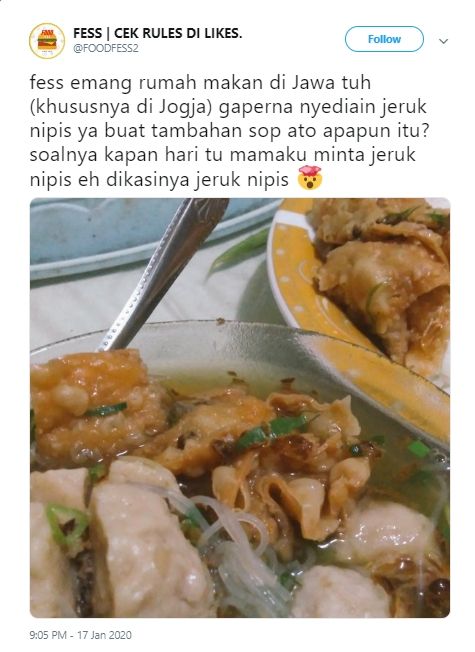 Sop dan Jeruk Nipis. (twitter.com/foodfess2)