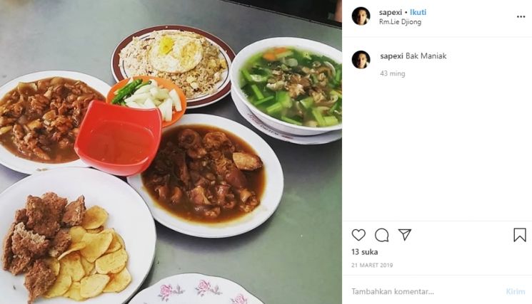 Kuliner dekat Kelenteng Fuk Ling Miau. (Instagram/@sapexi)