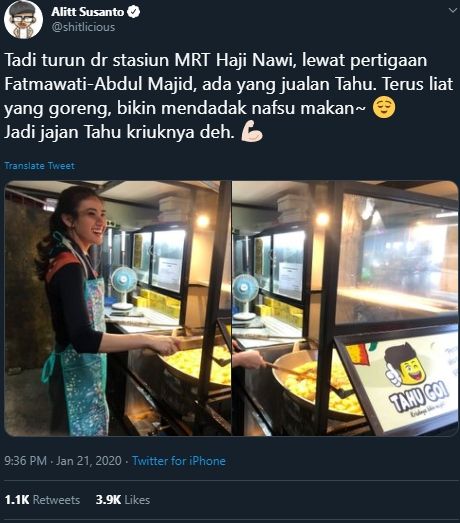 Penjual tahu cantik mirip Acha Septriasa. (Twitter/@shitlicious)