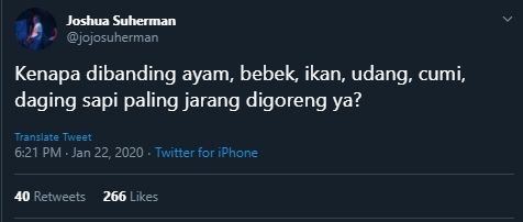 Terungkap, Ini Alasan Mengapa Daging Sapi Jarang Digoreng. (Twitter/@jojosuherman)