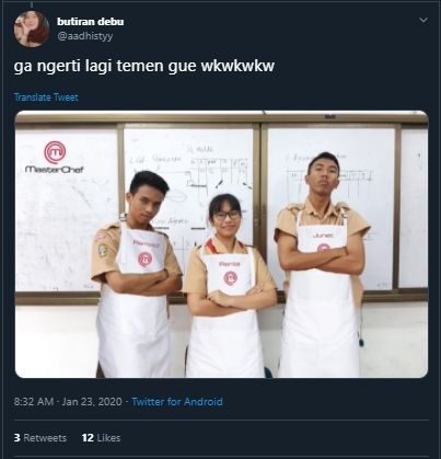 Ada Chef Renata KW, Parodi MasterChef ala Siswa IPA Ini Kocak Banget. (Twitter/@aadhistyy)