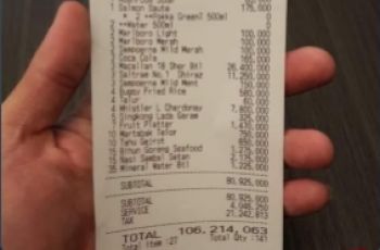 Viral Struk Makanan Senilai Rp 106 Juta, Netizen Gagal Fokus Lihat Menu Ini