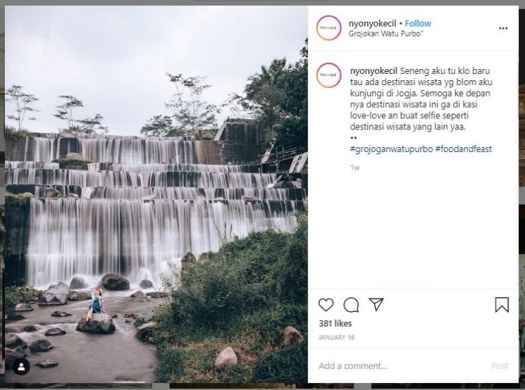 Grojogan Watu Purbo, Sleman, Yogyakarta (instagram.com/nyonyokecil)