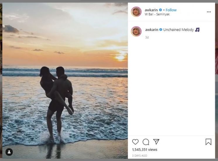 Awkarin dan Sabian Tama di Bali (instagram.com/awkarin)