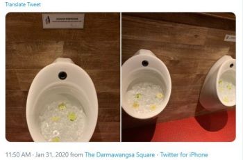 Toilet Pria Penuh Es Batu dan Potongan Jeruk Nipis (twitter.com/pandapegasoes)