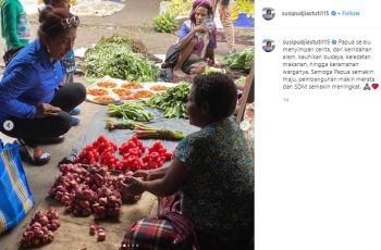 Gaya Susi Pudjiastuti di Pasar Papua. (instagram.com/susipudjiastuti115)