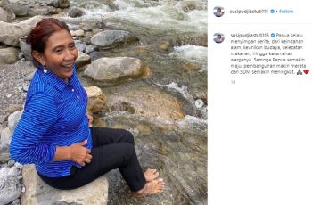 Gaya Susi Pudjiastuti di Pasar Papua. (instagram.com/susipudjiastuti115)
