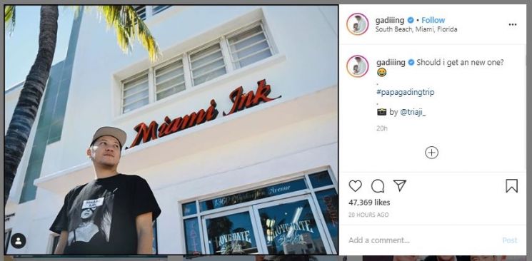 Gading Marten Buat Tato Baru di Miami (instagram.com/gadiiing)