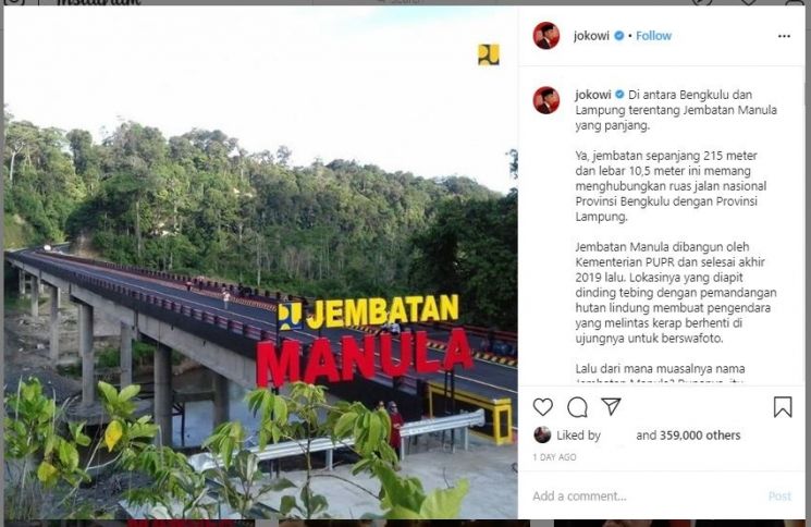 Jembatan Manula (instagram.com/jokowi)