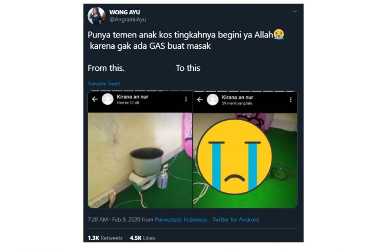 Berakhir Ambyar, Tak Ada Gas, Wanita Ini Masak Mi Instan Pakai Setrika. (Twitter/@AnggrainiAyu)