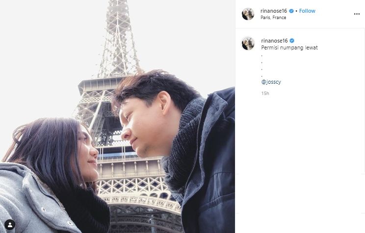 Romantisnya Liburan Rina dan Josscy di Paris. (instagram.com/rinanose16)