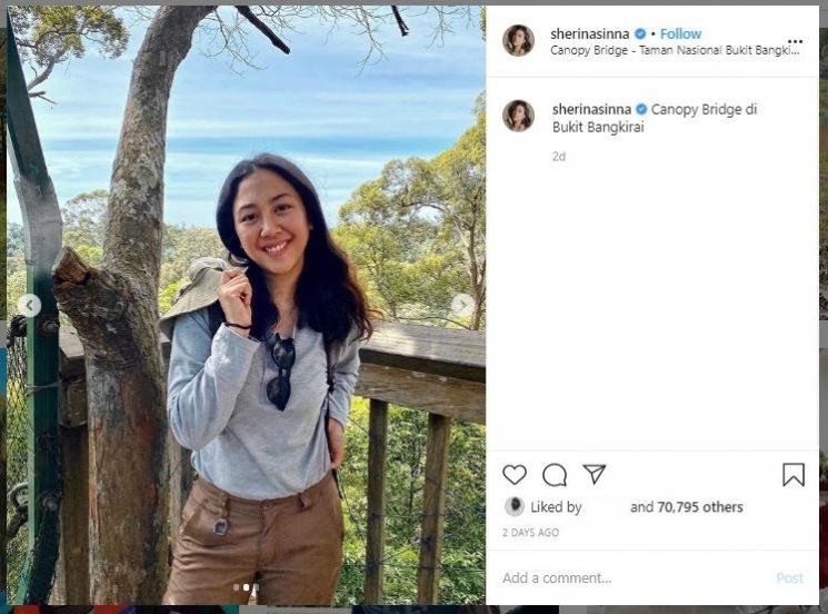 Cantik Natural, Ini Gaya Liburan Sherina di Kalimantan (instagram.com/sherinasinna)