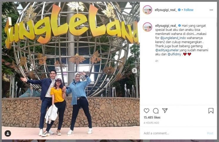 Elly Sugigi Liburan dengan Anak dan Kekasih (instagram.com/ellysugigi_real_)