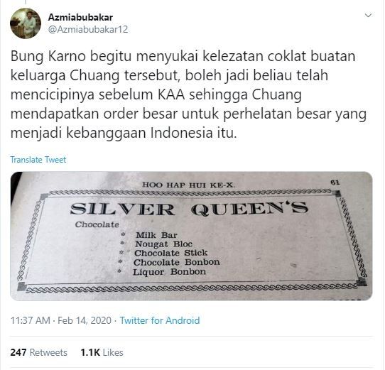 Asal-usul Silver Queen (twitter.com/Azmiabubakar12)