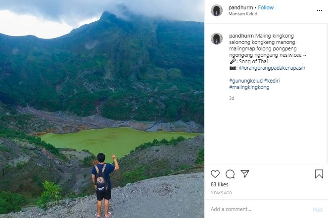 Gunung Kelud di Kediri. (Instagram/@pandhurm)