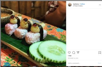 Sushi Ulat Sagu di Malaysia (instagram.com/techsiva)