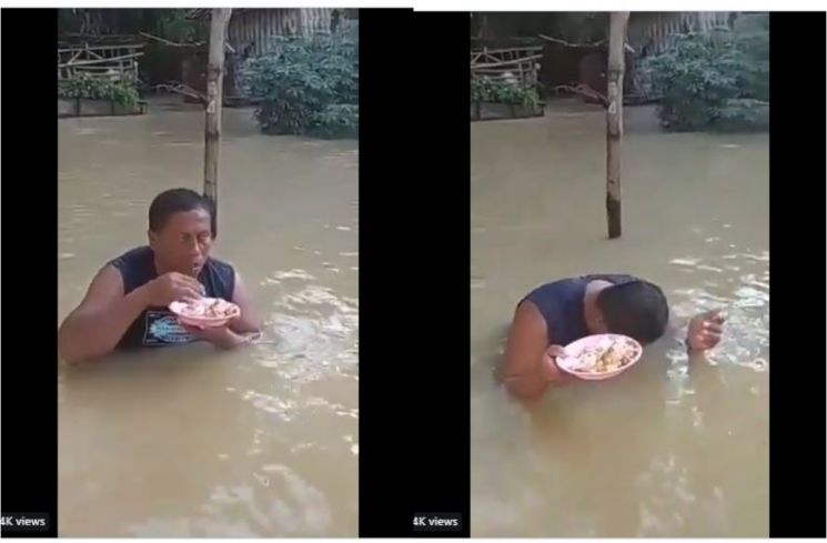 Makan Minum di Tengah Banjir (twitter.com/RockersPantura)