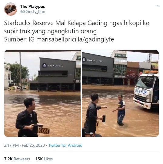 Aksi Barista Starbucks Tuai Pujian. (twitter.com/Christy_Kuri)