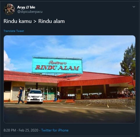 Restoran Rindu Alam di Puncak, Bogor. (Twitter/@dipicuberpacu)