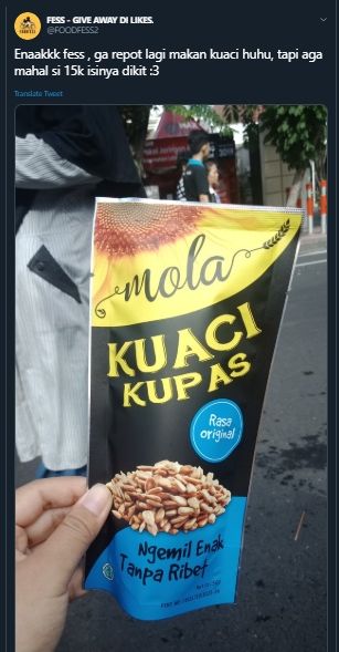 Viral Produk Kuaci Kupas, Netizen: Yah Lidahnya Nggak Kejepit Lagi. (Twitter/@FOODFESS2)