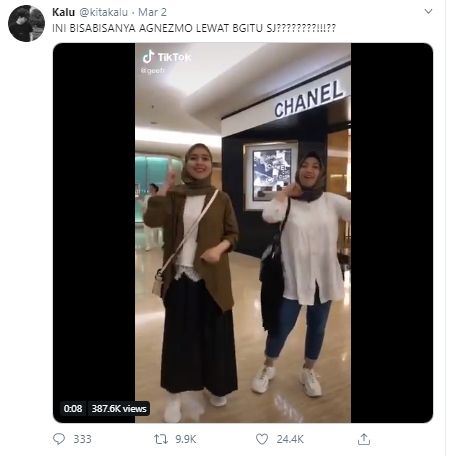 Netizen Ini Tak Sengaja Kolab Tiktok Bareng Agnez Mo. (twitter.com/kitakalu)