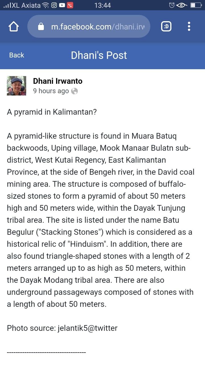 Tak Banyak yang Tahu, di Kalimantan Ternyata Ada Piramida? (Facebook/Dhani Irwanto)