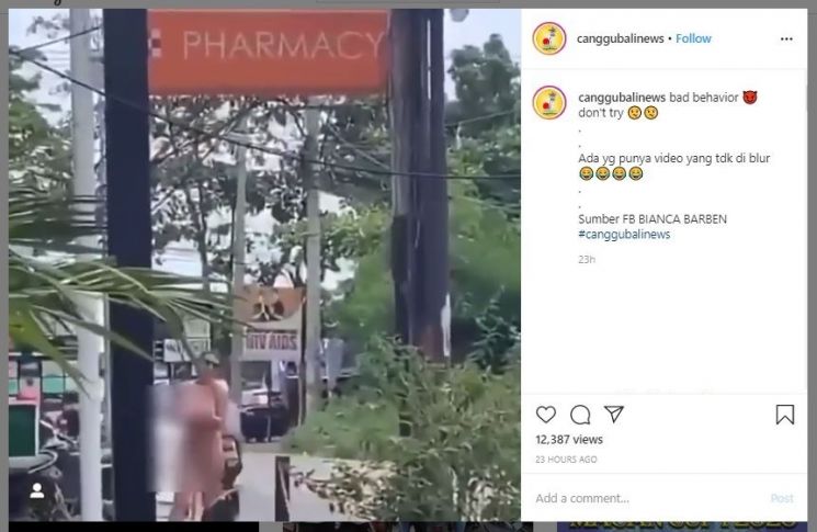 Turis Perempuan Bugil di Bali (instagram.com/canggubalinews)