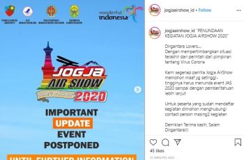 Imbas Covid-19, Gelaran Jogja Air Show 2020 Ditunda. (instagram.com/@jogjaairshow_id)