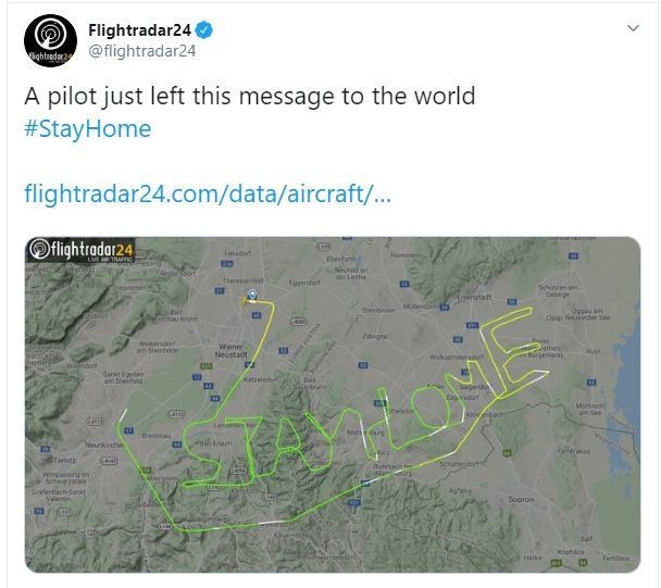 Pesan Stay Home dari Pilot Austria (twitter.com/flightradar24)