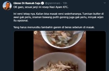 Sederhana Banget, Begini Resep Bikin Nasi Ayam KFC Sendiri di Rumah. (Twitter/@glennmars)