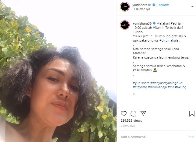 Ajak Netizen Berjemur, Rambut Yuni Shara Bikin Netizen Gagal Fokus. (Instagram/@yunishara36)