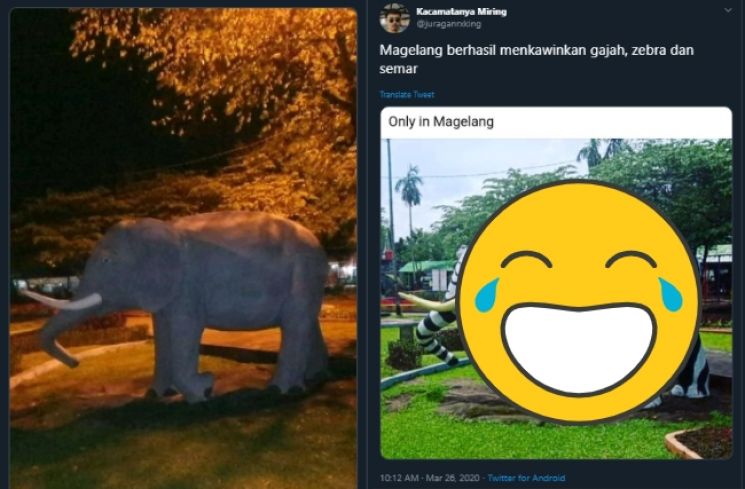 Disangka cosplay jadi nyamuk, penampakan patung gajah ini mendadak viral. (Twiiter/@juraganrxking)