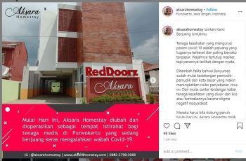 Aksara Homestay Purwokerto Jadi Penginapan Tenaga Medis (instagram.com/aksarahomestay)