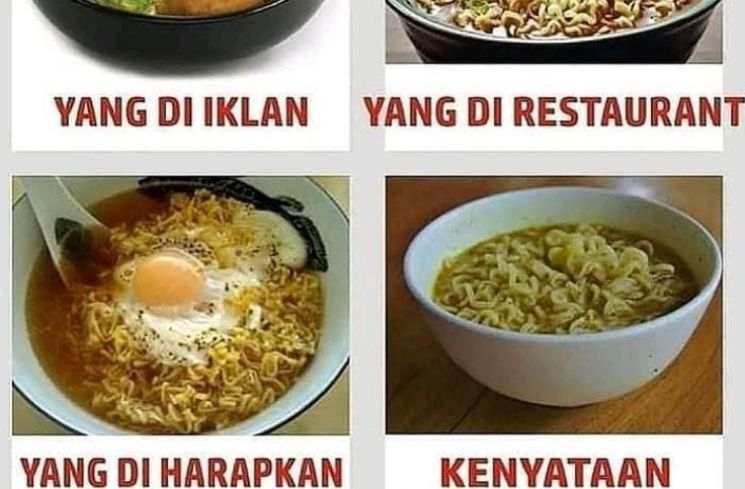 ekspetasi saat membeli mie instan. (Instagram/aw_lucu) 