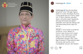 Sri Sultan HB X Ulang Tahun ke-74, Keraton Jogja Gelar Lomba Tari Virtual
