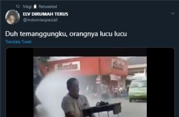Ngakak, Takut Kena Semprot Disinfektan, Penjual Sate Lakukan Hal Ini. (Twitter/Indomiespesiall)