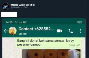 Kocak, Awalnya Salahkan Driver Ojol Gara-gara donat. (Twitter/@MajelisLucuTwit)