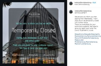 Imbas Pandemi, Deretan Hotel Ini Pilih Opsi Tutup Sementara. (instagram.com/hotelcaliforniabandung)
