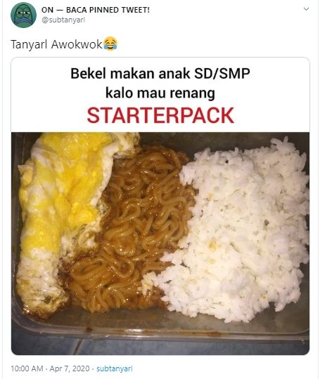 Bentuk Mie Jadi Kotak, Bekal Renang Ini Sukses Bikin Netizen Auto Nostalgia. (twitter.com/subtanyarl)