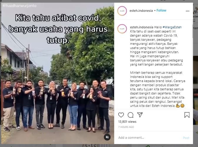 Esteh Indonesia ajak untuk membeli minuman merek lain (Instagram @esteh.indonesia)