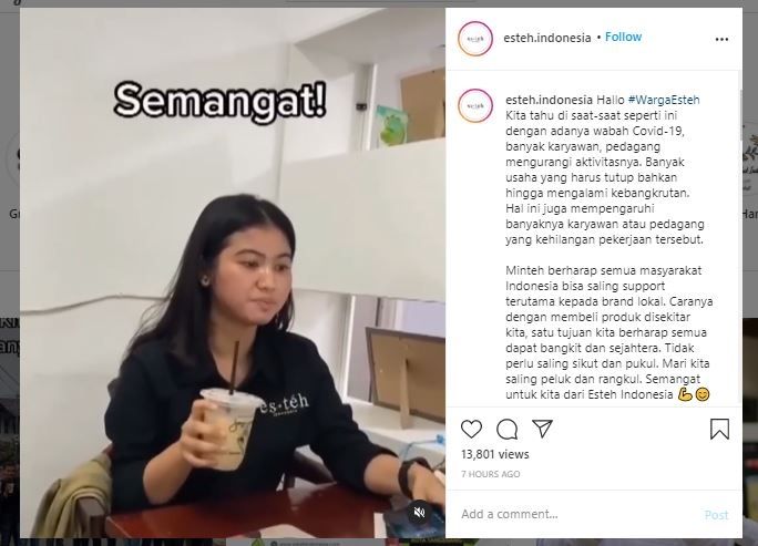 Esteh Indonesia ajak untuk membeli minuman merek lain (Instagram @esteh.indonesia)