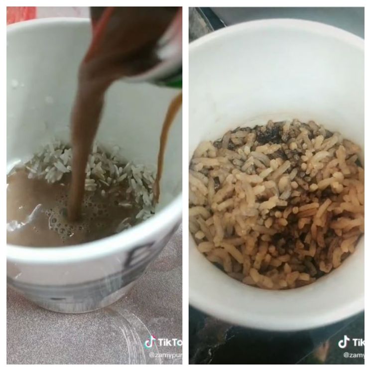 Masak nasi Milo (TikTok @zamypurba)