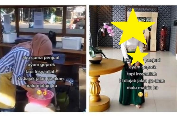 Transformasi penjual ayam geprek cantik, penampilannya jadi sorotan. (TikTok/@lin33343)