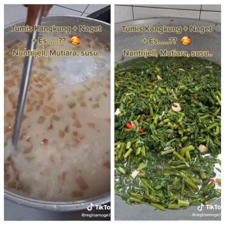 Menu makan malam santri di pondok pesantren (TikTok @reginamoge123)