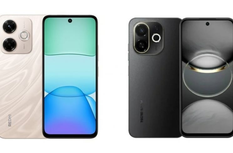 Ilustrasi smartphone Rp1 jutaan memori 256gb. (Kolase/Tecno/Redmi)