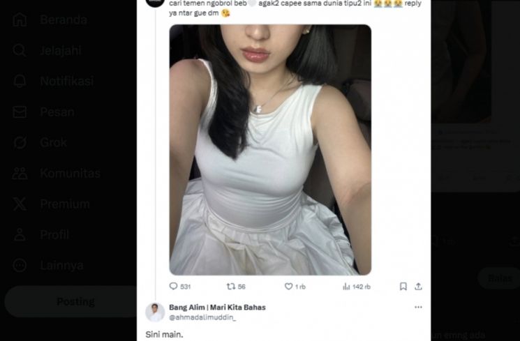 Akun diduga milik Ahmad Alimuddin komentar genit di grup FWB. (Tangkapan Layar/IST)