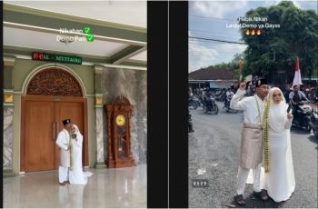 Nikah di Tengah Demo, Habis Ijab Kabul Lanjut Orasi: Kisah Pasangan Paling 'Rebel' di Pati!